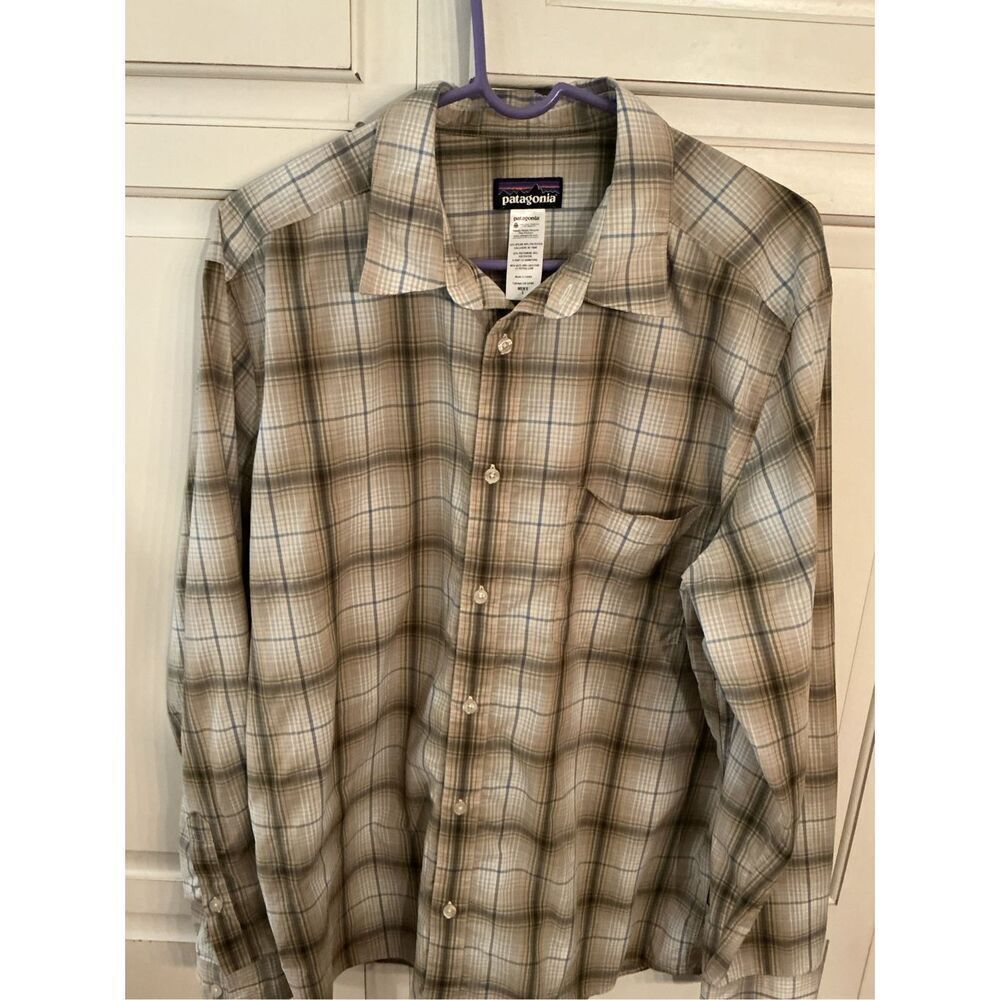 Patagonia Mens Gone Again Button Down Shirt Sz L Plaid Organic Cotton
